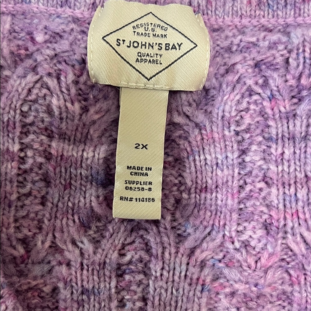 St. John's Bay Lavender Marled Cable Knit Sweater super soft brand new !!